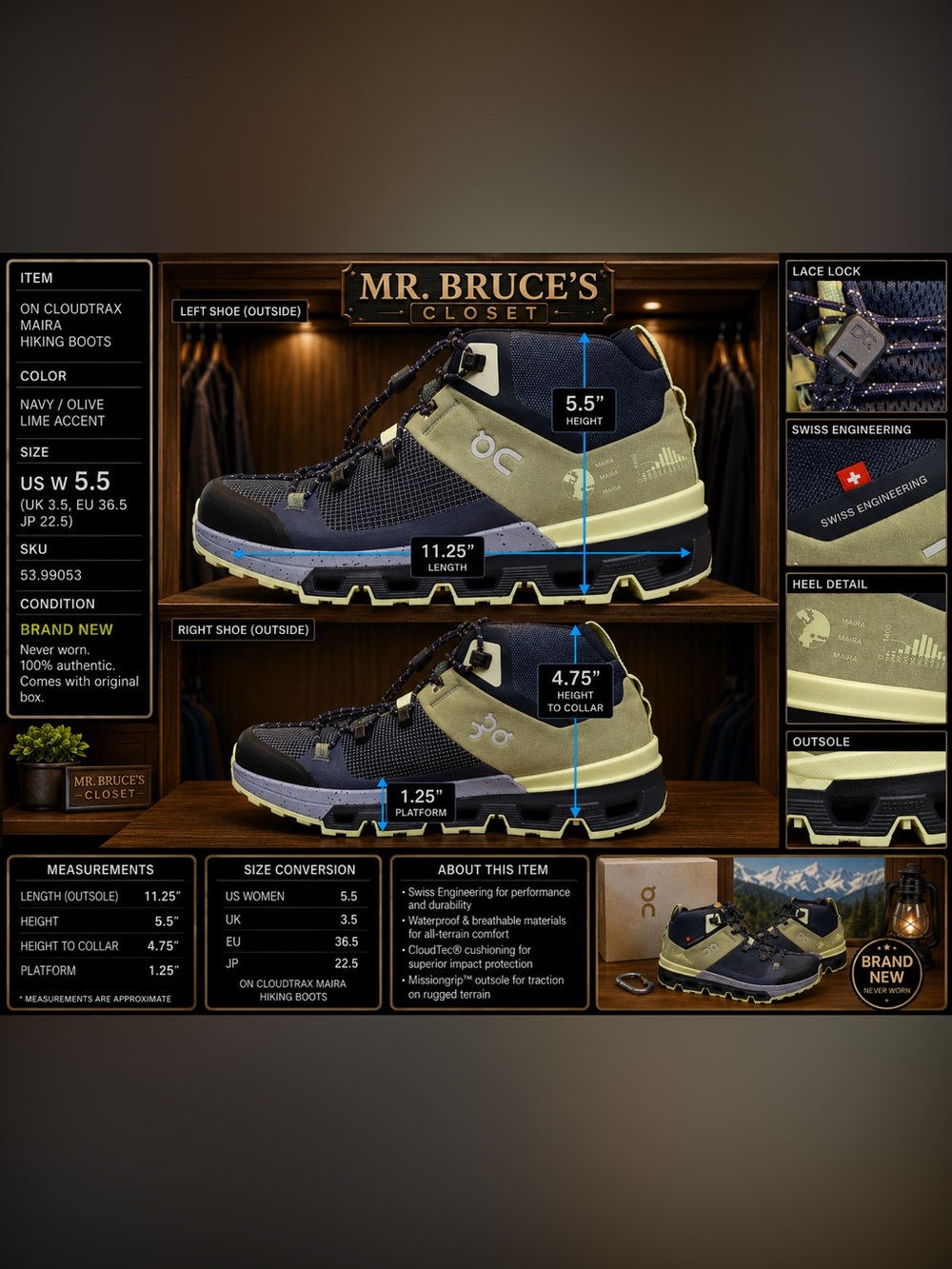 On Running Men's Mid-Top Hiking Boots in Navy and Olive